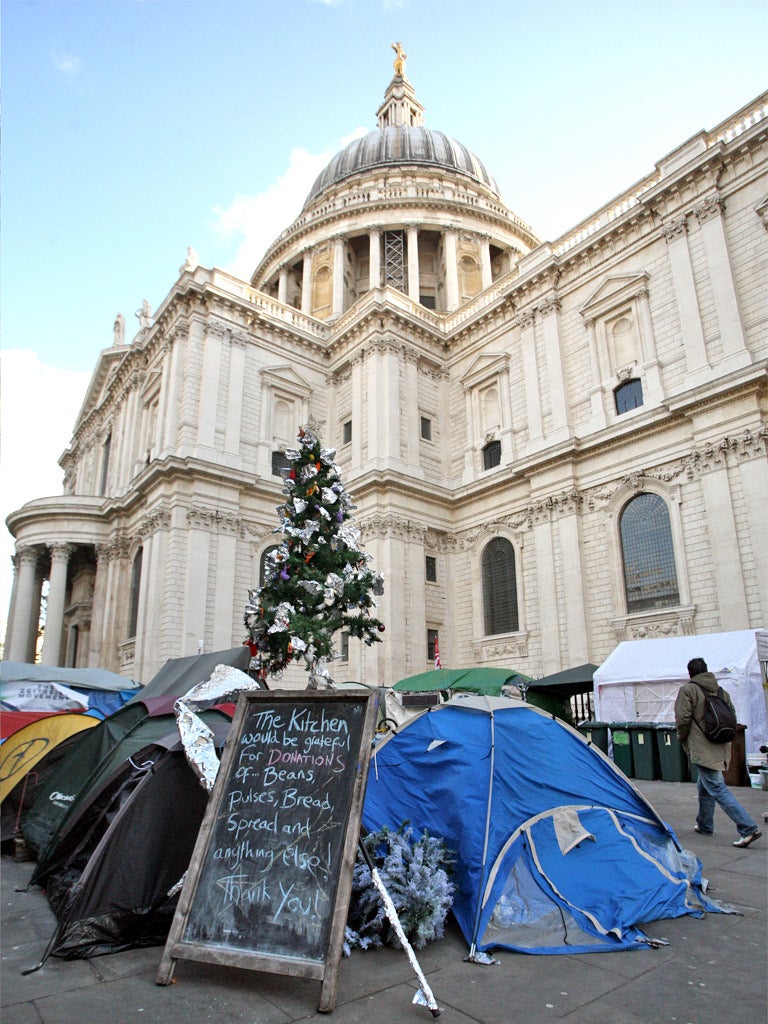 The Occupy London camp outside St Paul's Cathedral