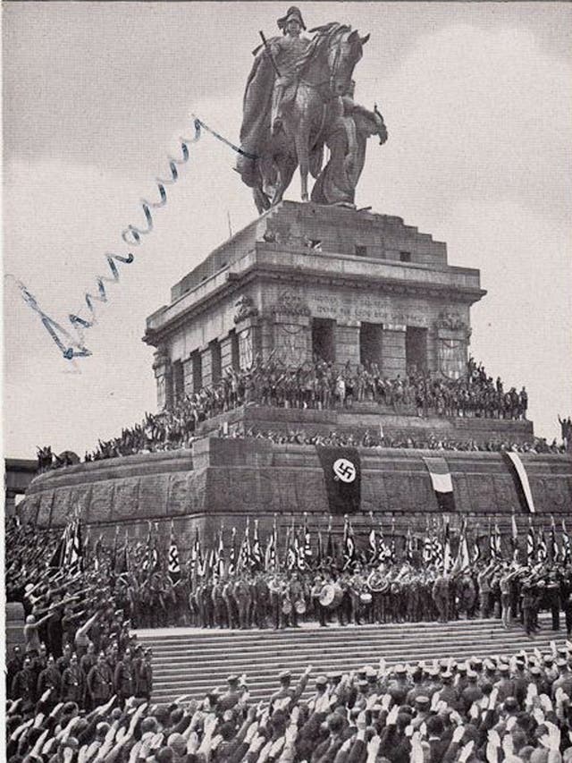 Signed rally photo: Signed by the Hitler Youth leader Arthur Axmann. $150-200