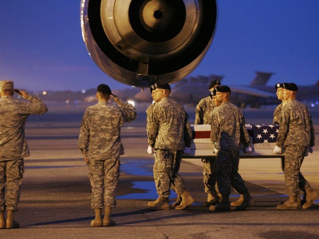 A US Army team carries out a repatriation ceremony
