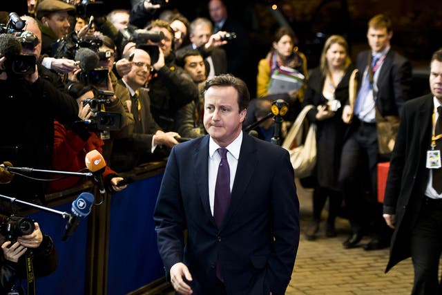 David Cameron cuts an isolated figure at the Brussels summit in 2011
