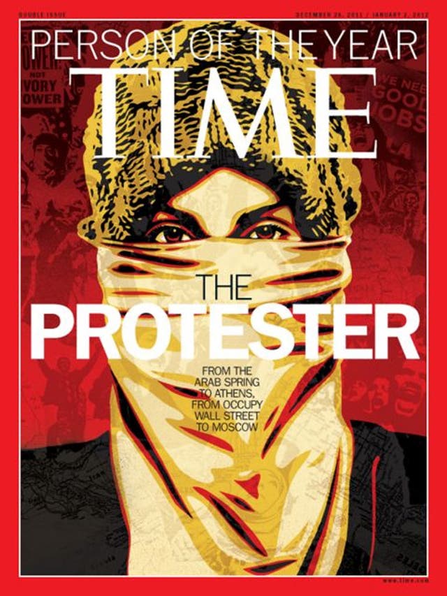 Time Magazine's the Person of the Year issue featuring 'The Protester'