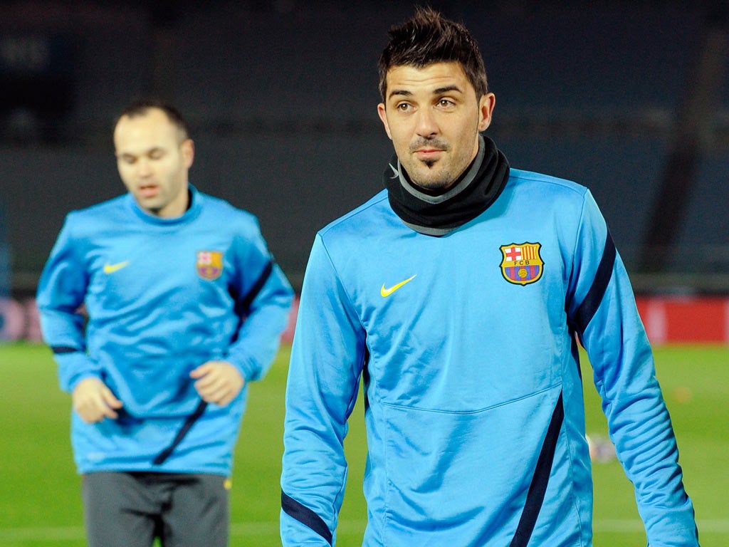 David Villa pictured training ahead of the semi-final