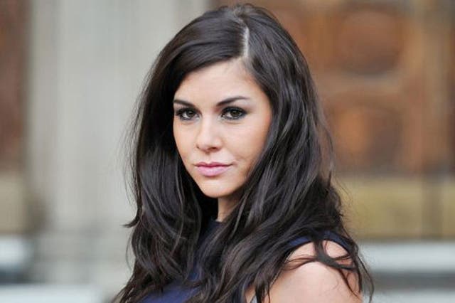 <p>Imogen Thomas outside the High Court today</p>