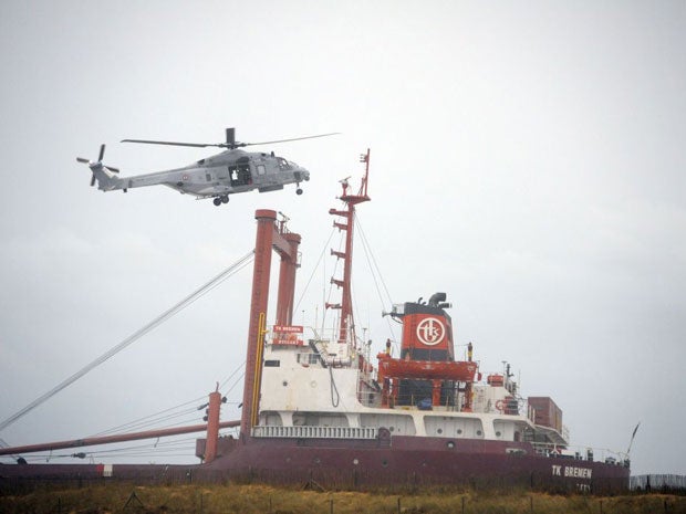 High winds have beached a cargo ship off France's Atlantic coast