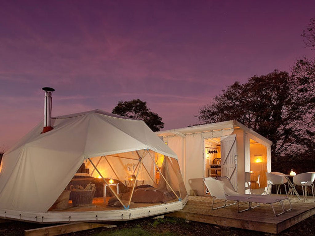 <p>Ekopod, Cornwall</p><p> </p><p><p>Like the otherworldly offspring of the nearby Eden Project, two white structures emerge out of the rugged Cornish landscape. Each comes with plump double beds and scattered cushions, lanterns and log-burning stoves. The Geo features warm chocolate hues with a separate canopied cabin for the bathroom and kitchenette. The Curve is more minimal, with open-plan interior and playful nautical prints.</p></p><p><p>Ekopod, The Old Vicarage, St Clether, Launceston, Cornwall (01275 395447; ekopod.com). Nightly rental starts at £95, including breakfast. Each sleeps two. Open 1 April to 31 October.</p></p>