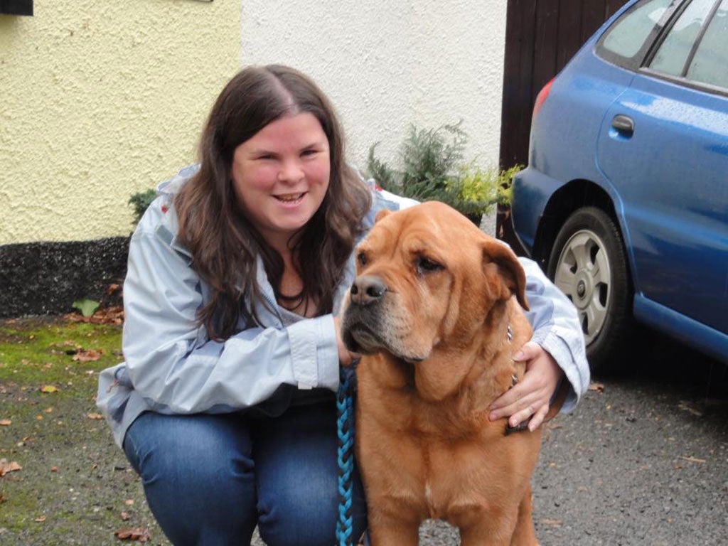 Clare Massey with Chyna, one of her first rescues, who has been fostered