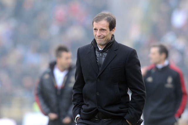 <p>Massimilano Allegri won Milan the title last season, his first in charge</p>