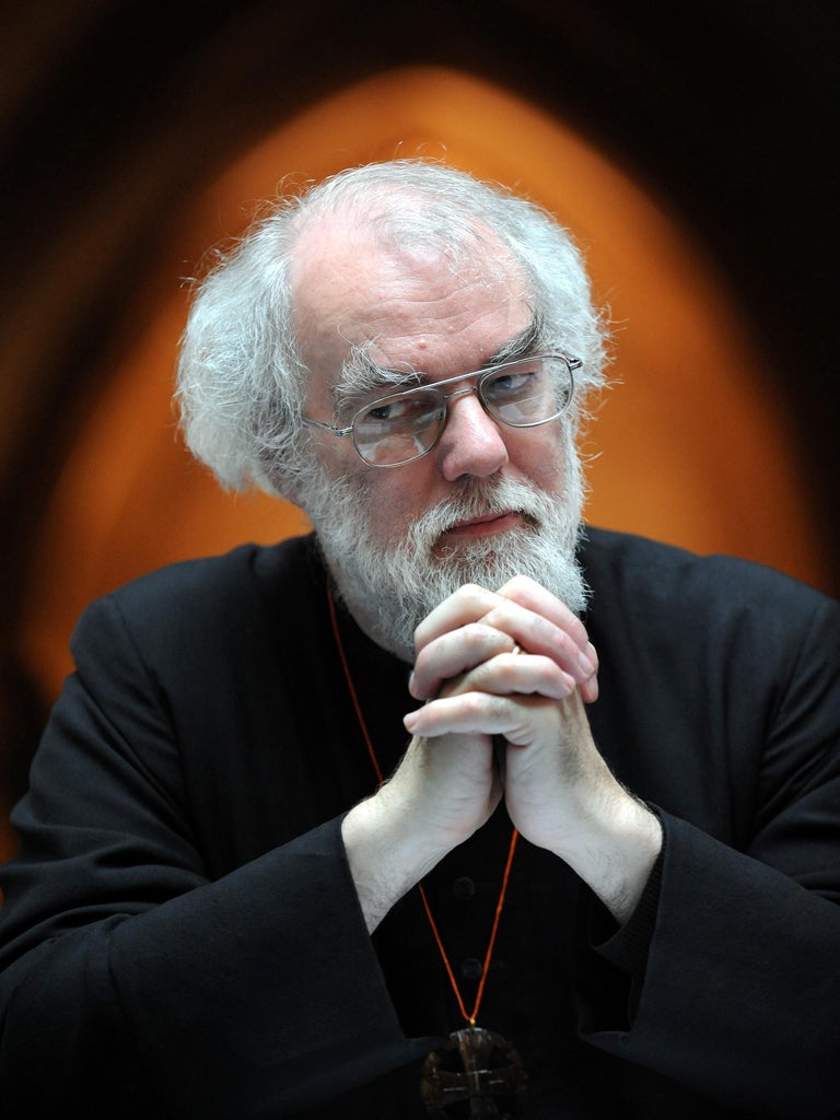 Dr Rowan Williams, the Archbishop of Canterbury, questioned the Government's mandate