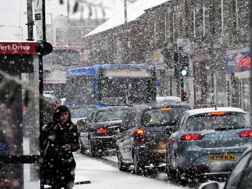 <p>The snowy scene in Main Street, Gateshead, yesterday</p>