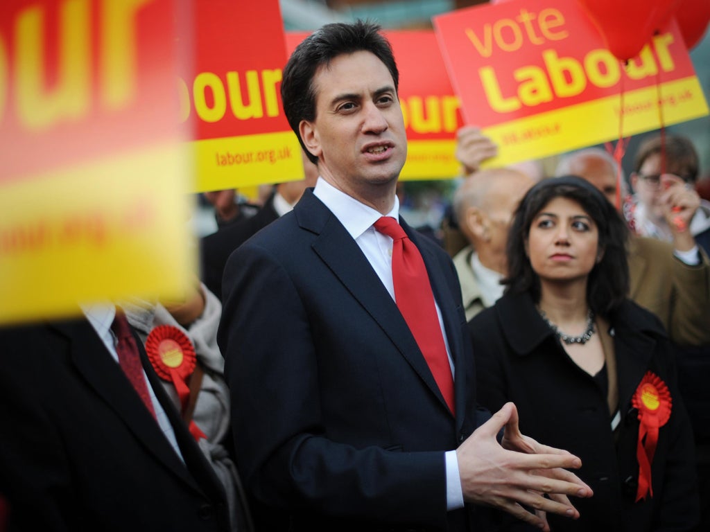 Ed Miliband with Feltham and Heston by-election winner Seema Malhotra in the constituency yesterday