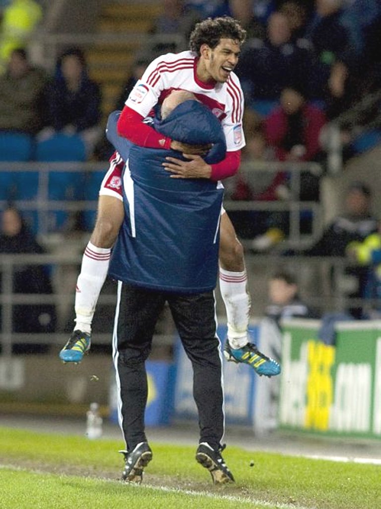 Faris Haroun celebrates scoring