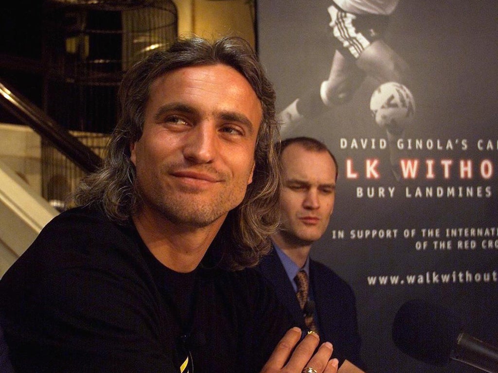 Footballer David Ginola who was first person Viner interviewed for The Independent