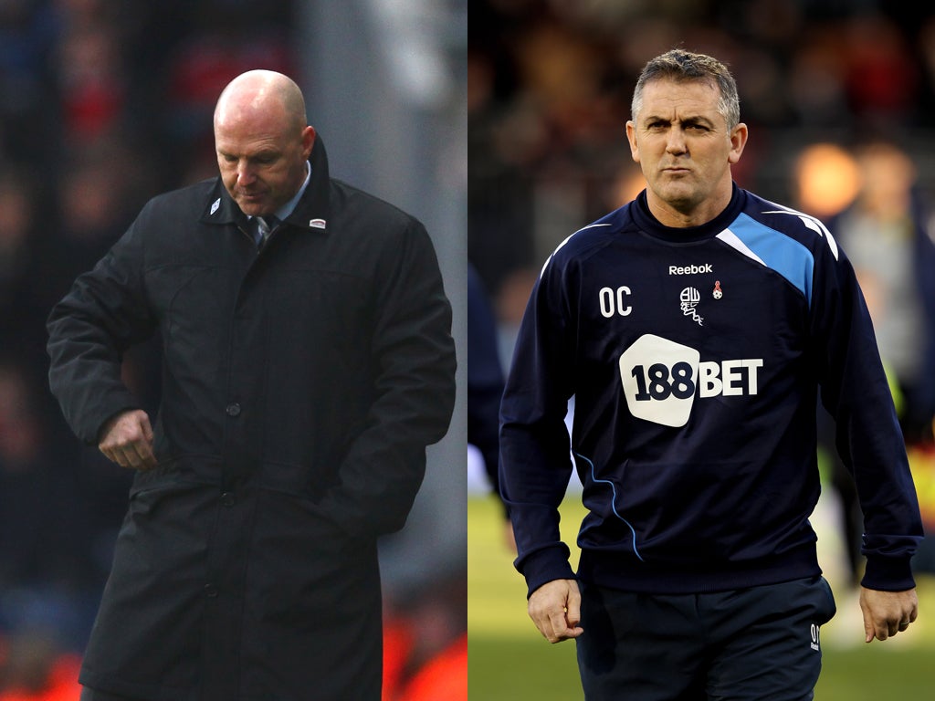 Steve Kean (left): Defeat against Lancashire neighbours Bolton will almost certainly end his Blackburn reign. Owen Coyle: The Bolton manager's side have won just four matches since April's FA Cup semi-final rout