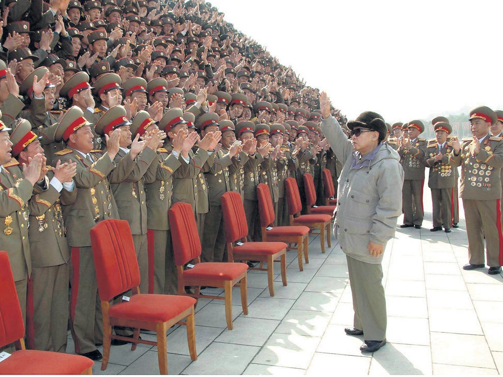 Supreme Leader: Kim inspects his troops in Pyongyang