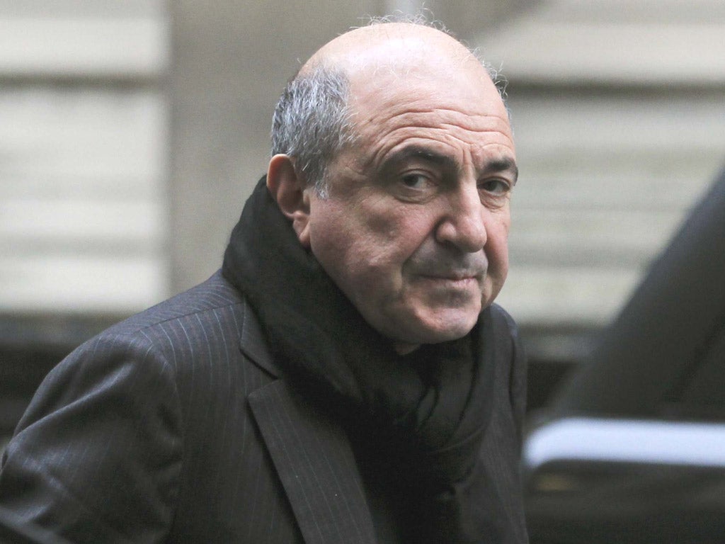 Boris Berezovsky arrives at the High Court yesterday
