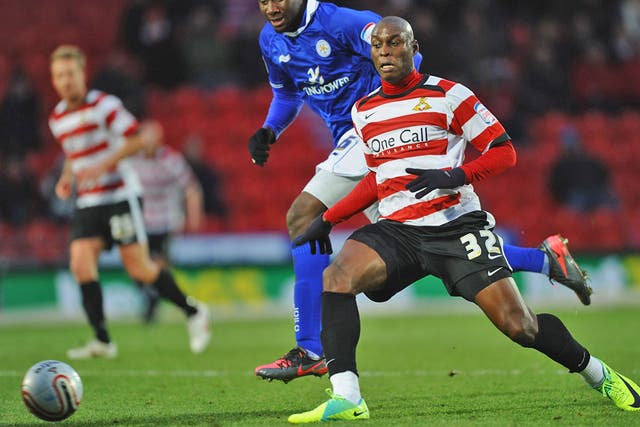 <p>Marc-Antoine Fortuné (right) has been recalled from his loan spell at Doncaster and is back in the West Bromwich Albion squad</p>