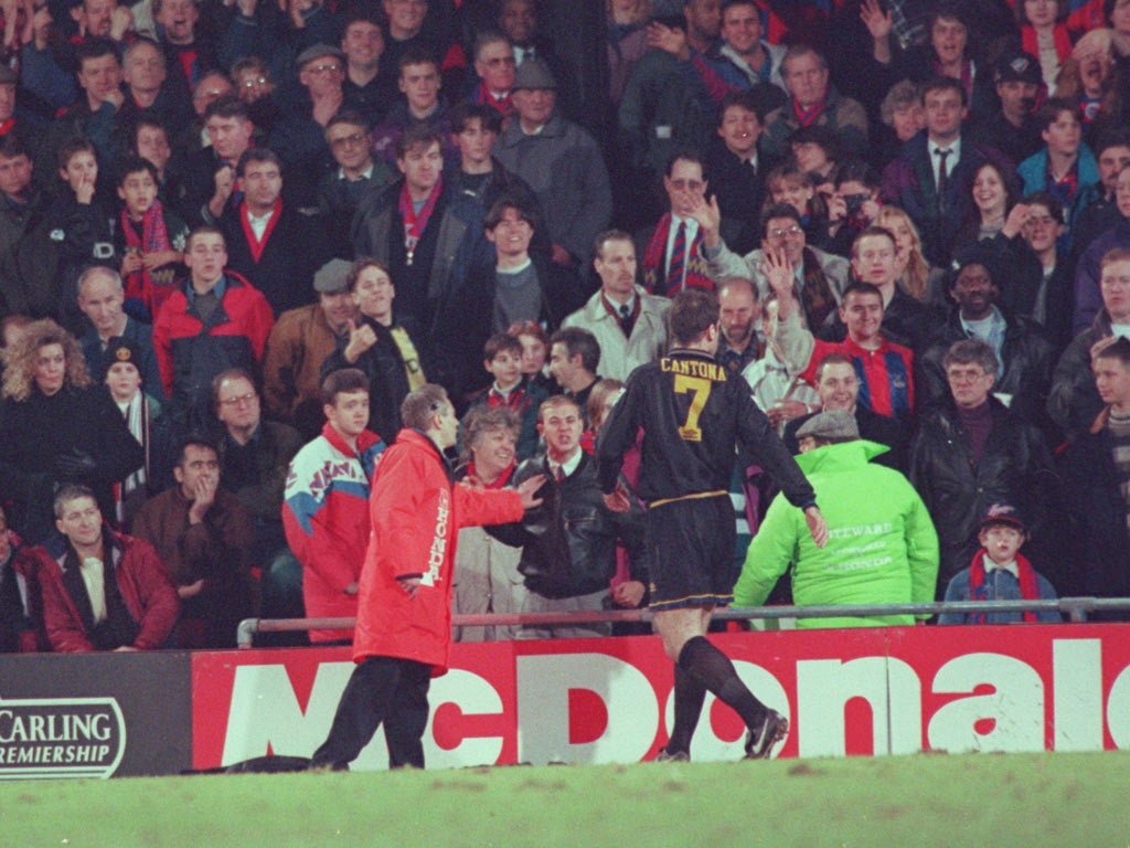 ERIC CANTONA - Banned for nine months from football worldwide and ordered to do 120 hours community service as a result of his Kung-Fu kick on Crystal Palace fan Matthew Simmons in 1995. Cantona was sent off during Manchester United's Selhurst Park mee