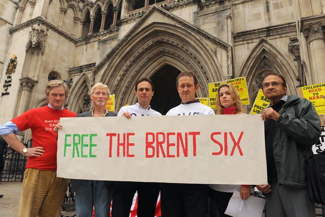 Title fighters: Campaigners from Brent outside the Royal Courts of Justice