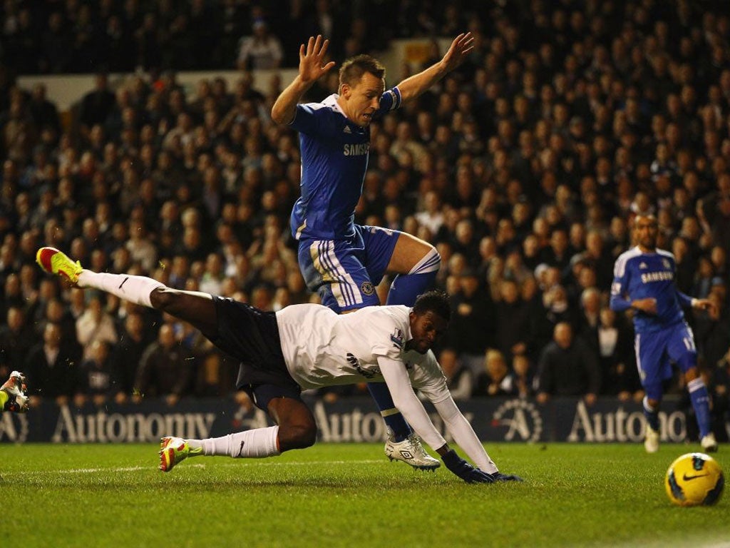 John Terry fails to prevent Emmanuel Adebayor putting Spurs 1-0 ahead at White Hart Lane last night