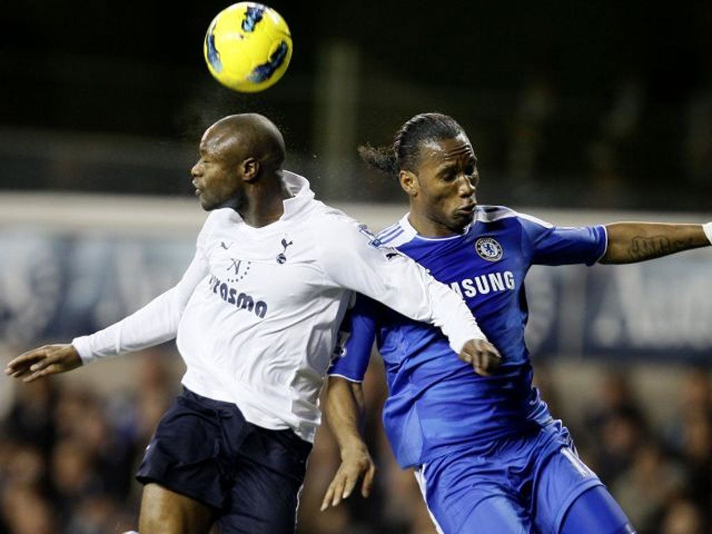 William Gallas and Chelsea striker Didier Drogba go head to head
