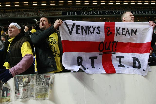 Blackburn fans show their disgust at the management of Steve Kean