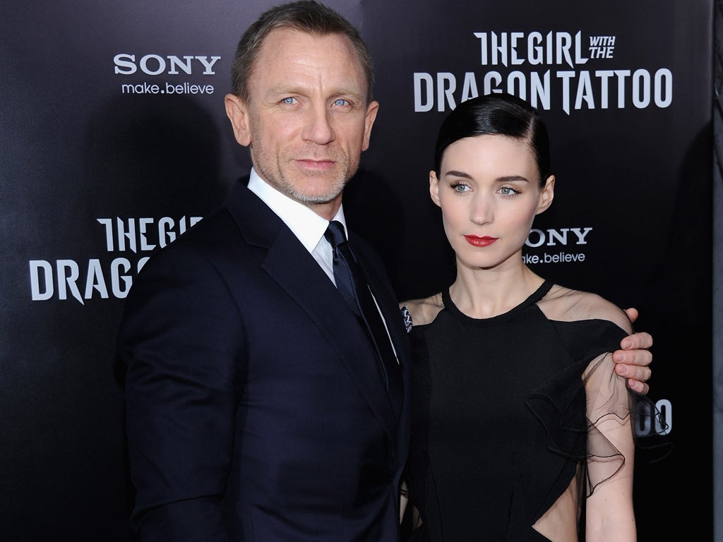 Rooney Mara with 'The Girl with the Dragon Tattoo' co-star Daniel Craig