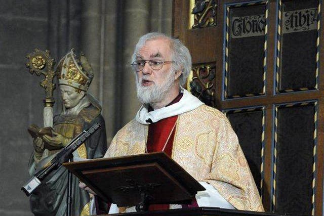 Rowan Williams appealed to those congregated at Canterbury Cathedral to learn lessons about "mutual obligation" from the events of the past year. 