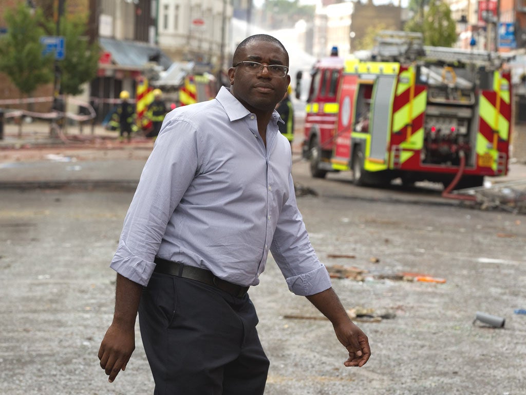 David Lammy surveys the damage in Tottenham following the riots