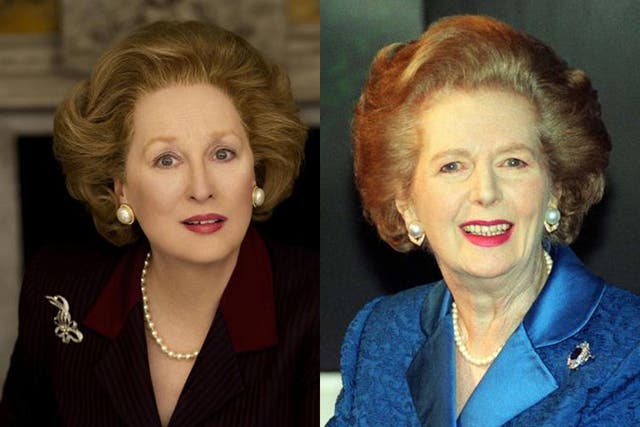 Oscar winner Meryl Streep, left, transformed for her role as former Prime Minister Margaret Thatcher, right
