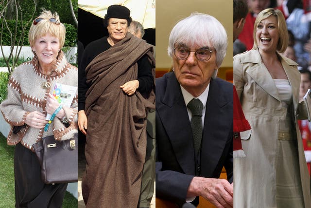L-R: Anne Robinson, 'Trouble with the ball'; Gaddafi, 'A great bloke'; Bernie Ecclestone, ' Inferiority complex'; Kelly Cates, 'It's all too much for me'