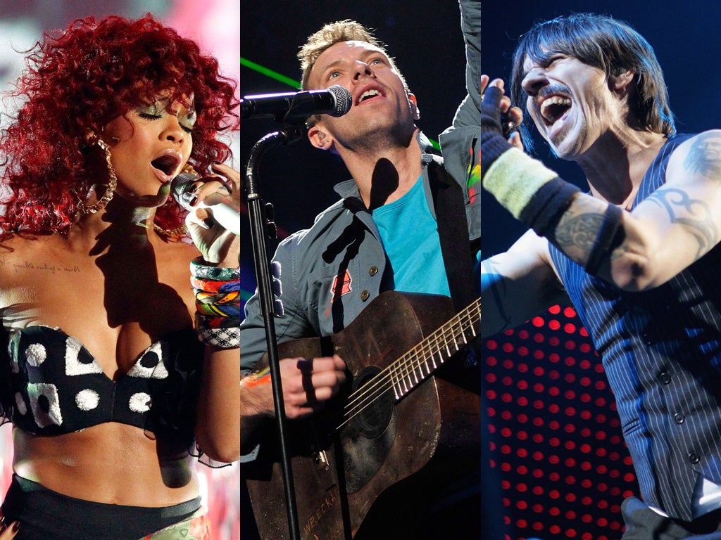 Rihanna, Coldplay and Red Hot Chili Peppers are all playing exclusive New Year's Eve parties