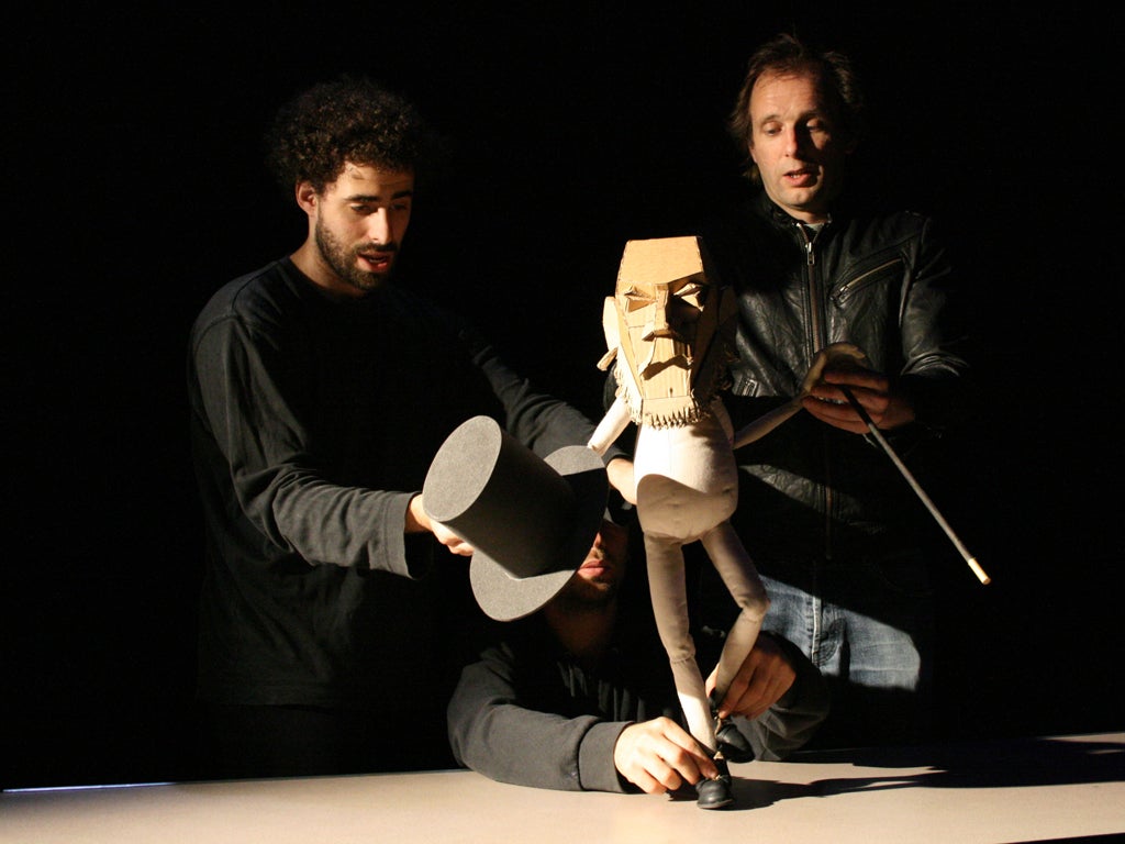 Black arts: Puppeteers Blind Summit create characters from paper in The Table at the Soho Theatre in the London International Mime Festival later this month