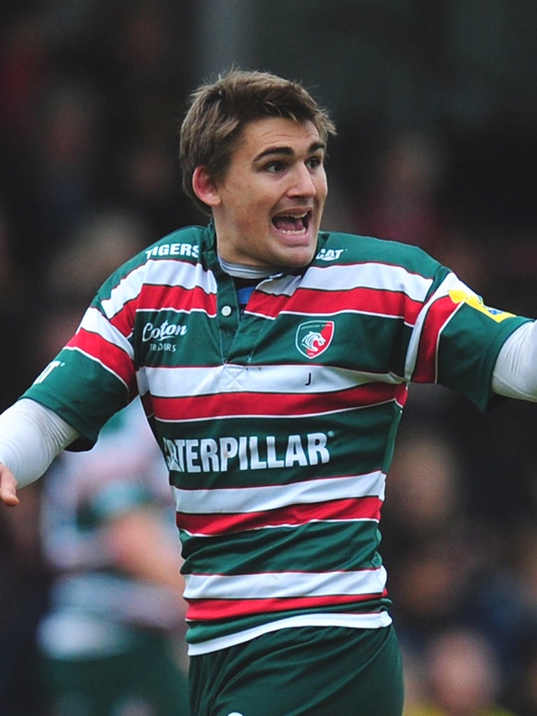 TOBY FLOOD: The Leicester fly-half scored 13 points against
Sale at Welford Road