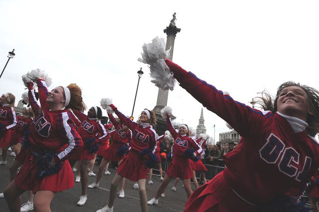 Pompoms and marching batons took centre stage in London as more than 8,000 performers took part in the annual New Year’s Day Parade