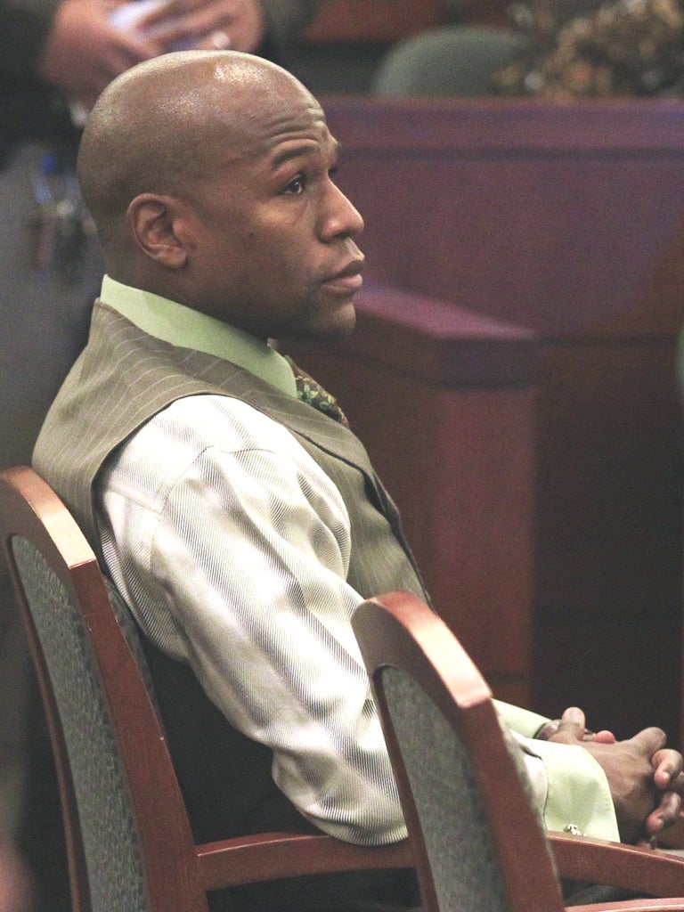 Floyd Mayweather Jnr appearing in a Las Vegas court last month