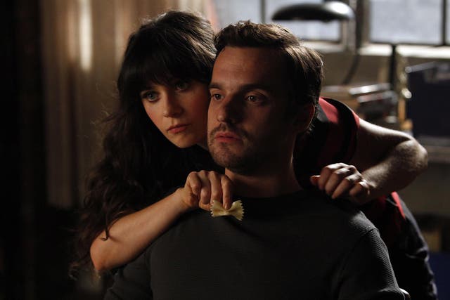 Hello Giggles: the relentlessly upbeat Zooey Deschanel as Jess (with Jake Johnson, who plays Nick) in her upcoming
sitcom 'New Girl'