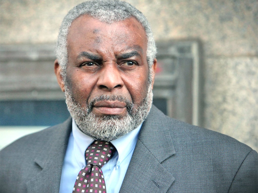 Neville Lawrence outside the Old Bailey yesterday