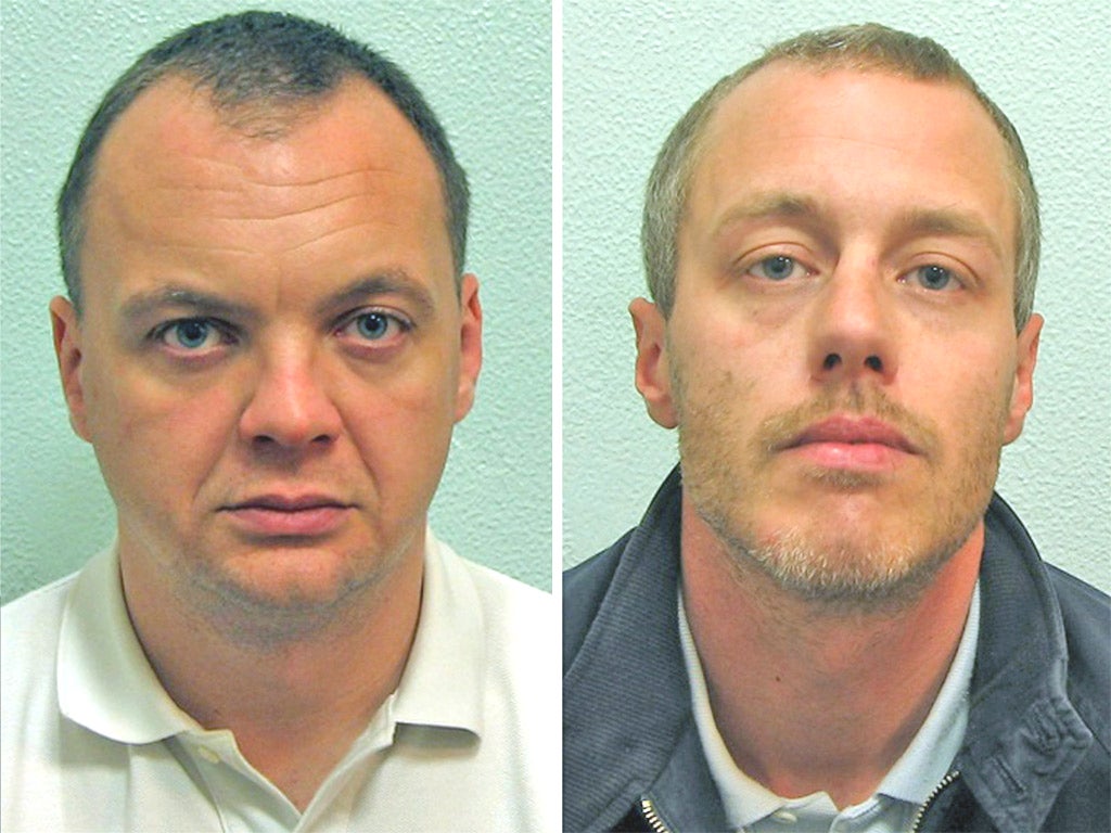 Gary Dobson, left, and David Norris were sentenced for the killing of Stephen Lawrence today