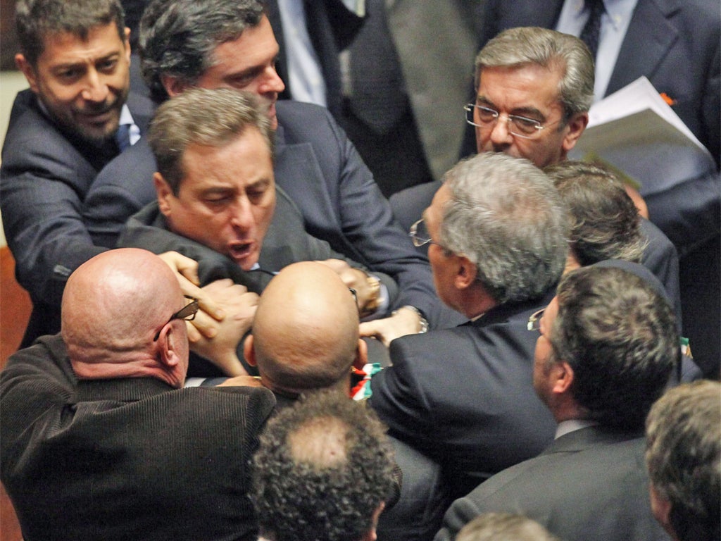 Clashes in the Italian parliament last month over proposed spending