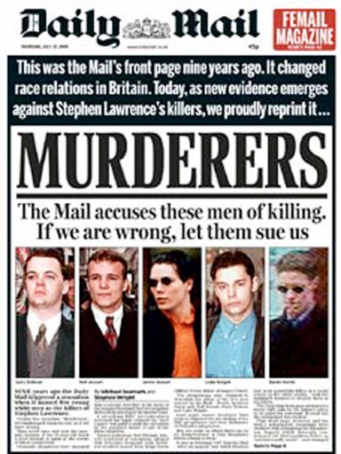 The Mail took the unprecedented step of accusing the suspects and challenging them to sue the paper