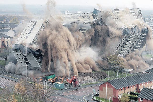 Gone in 60 seconds: The last moments of Glencairn Tower in Motherwell, Scotland