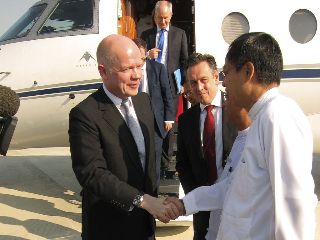 William Hague will meet opposition leader Aung San Suu Kyi and President Thein Sein during his trip