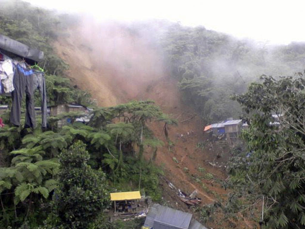 The mountainside in Napnapan village collapsed around 3am