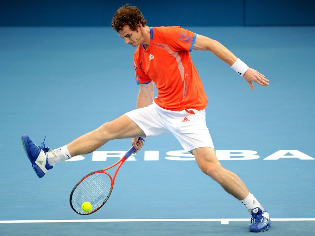 Andy Murray turns to the trick shots during his quarter-final victory in
Brisbane
