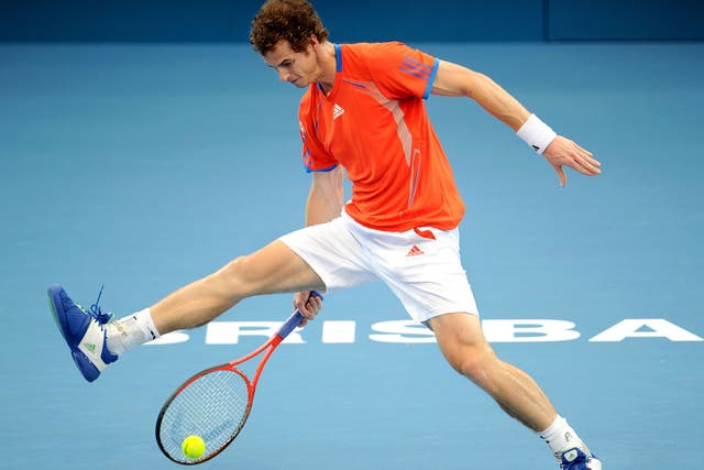 Andy Murray turns to the trick shots during his quarter-final victory in
Brisbane