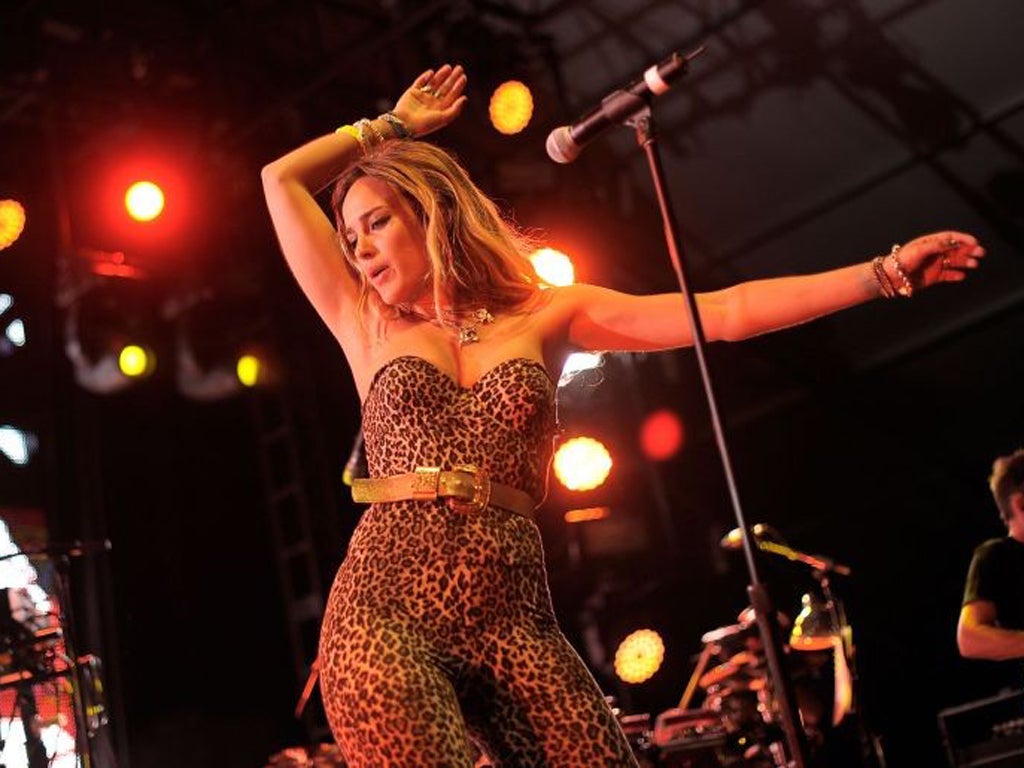 Jess Mills performs with Leftfield at the Coachella Valley Festival, California
