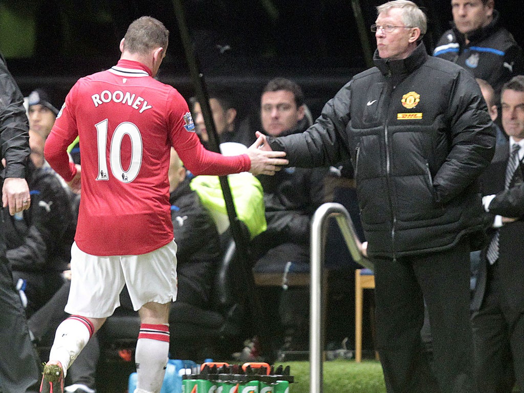 Sir Alex Ferguson substitutes Wayne Rooney at Newcastle on Wednesday night