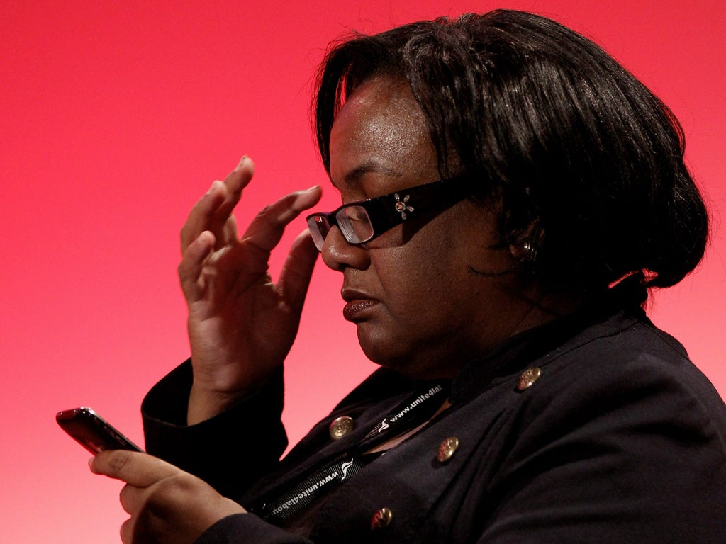 Diane Abbott keeps in touch at the Labour Party conference