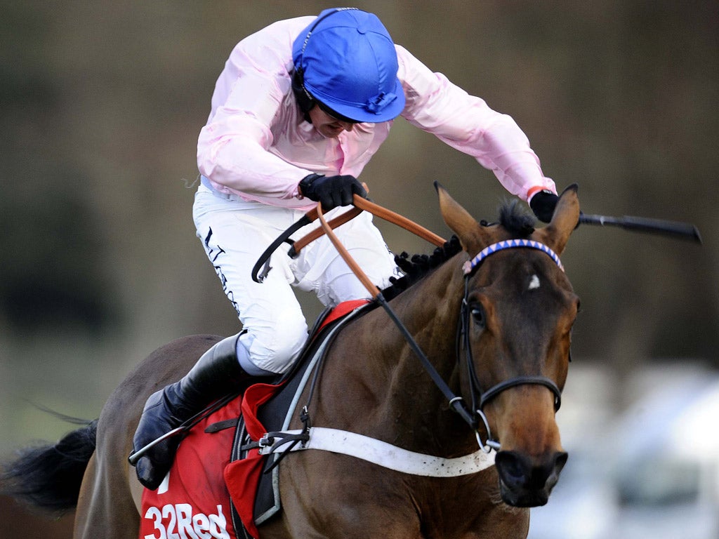 Captain Conan, ridden by Barry Geraghty, wins the Tolworth Hurdle at Sandown on Saturday