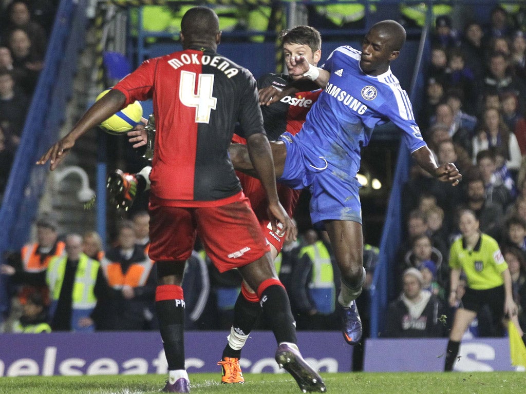 Ramires scores Chelsea’s second goal against Portsmouth at Stamford Bridge yesterday